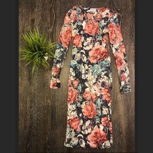 SHEER FLORAL BODYCON DRESS